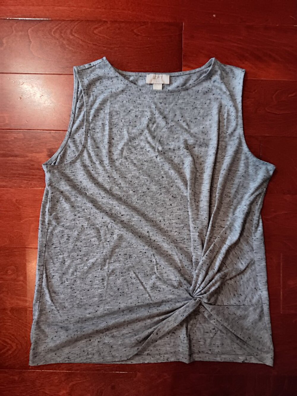 LOFT Outlet Women's Sleeveless Boat Neck Tank Top Gray Black Speckles LP